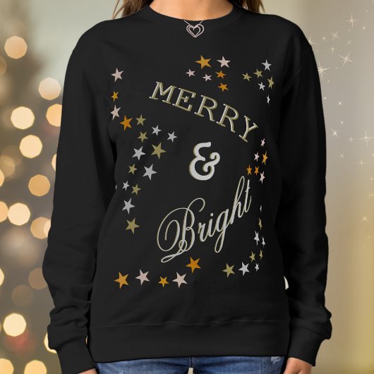 Frohe und helle Imitate Gold Silver Stars Weihnach T-Shirt