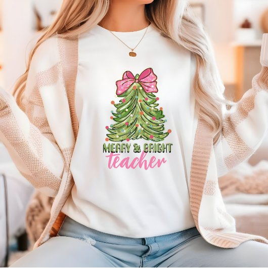 Frohe und helle Lehrer Weihnachtsbaum Shirt
