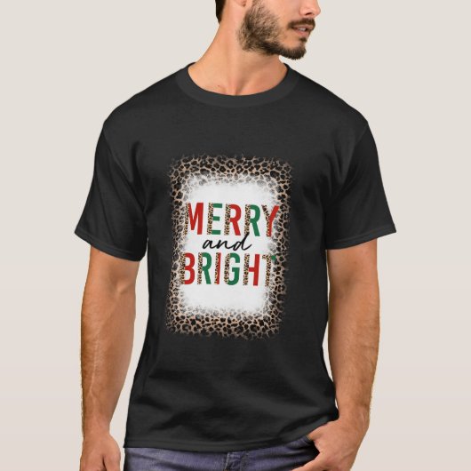 Frohe und helle Leopard Weihnachtsfrauen Ble T-Shirt (Vorderseite)