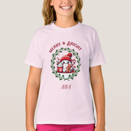 Frohe und helle moderne Weihnachtszeit T - Shirt (Vorderseite)