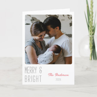 Frohe und helle personalisierte Foto Weihnachtskar Dankeskarte