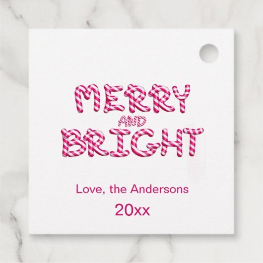 Frohe und helle Red Candy Cane Weihnachten Geschenkanhänger (Rückseite)