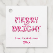 Frohe und helle Red Candy Cane Weihnachten Geschenkanhänger (Vorderseite)