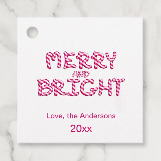 Frohe und helle Red Candy Cane Weihnachten Geschenkanhänger (Vorderseite)