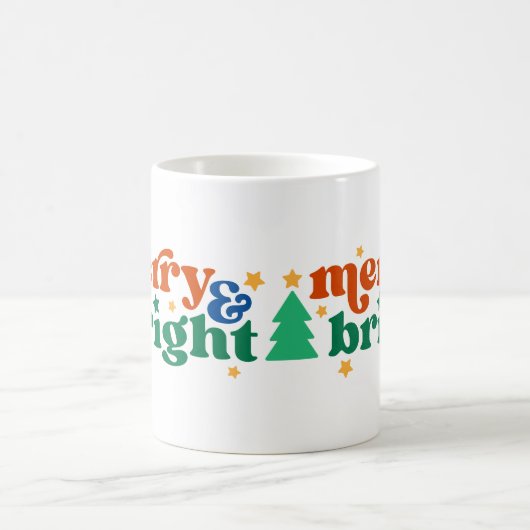 Frohe und helle Retro Weihnachten Kaffeetasse (Mittel)