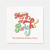 Frohe und helle Retro Weihnachten Serviette (Vorderseite)