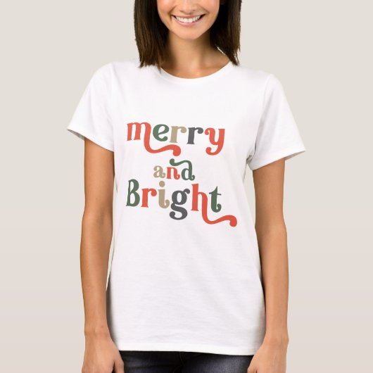 Frohe und helle Retro Weihnachten T - Shirt (Vorderseite)