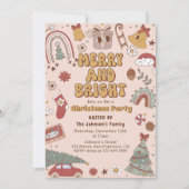Frohe und helle Retro Weihnachtsfeier Einladung (Vorderseite)