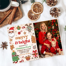 Frohe und helle Retro Weihnachtsfeier Einladung
