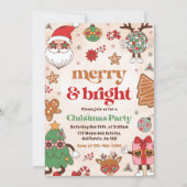 Frohe und helle Retro Weihnachtsfeier Einladung (Vorderseite)