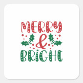 Frohe und helle Rot und Grün Heilige Weihnachten Quadratischer Aufkleber (Vorderseite)