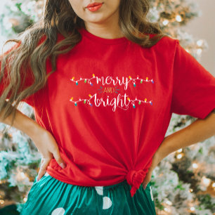 Frohe und helle Rote Frauen Weihnachten T - Shirt