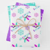 Frohe und helle Schneeflocken Weihnachten Geschenkpapier Set (Beispiel)