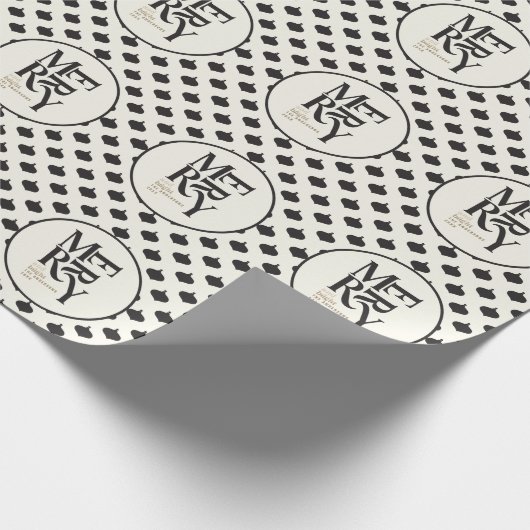 Frohe und helle schwarze und goldene Weihnachten Geschenkpapier (Ecke)