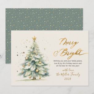 Frohe und helle Script Wasserfarbe Weihnachtsbaum Feiertagskarte