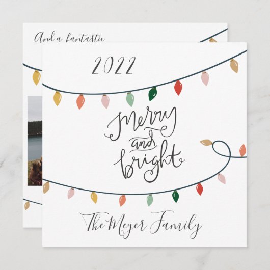 Frohe und helle Script Weihnachten Lichter 3 Foto (Vorne/Hinten)