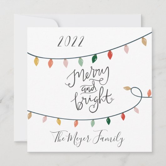 Frohe und helle Script Weihnachten Lichter 3 Foto (Vorderseite)