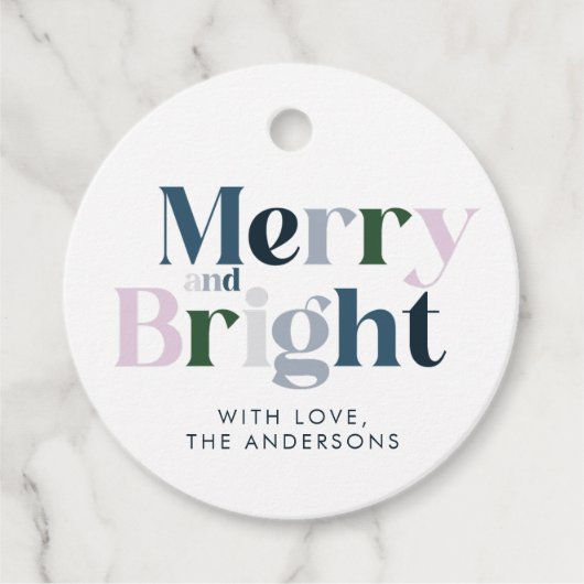 Frohe und helle Typografie Schriftart Weihnachten Geschenkanhänger (Vorderseite)