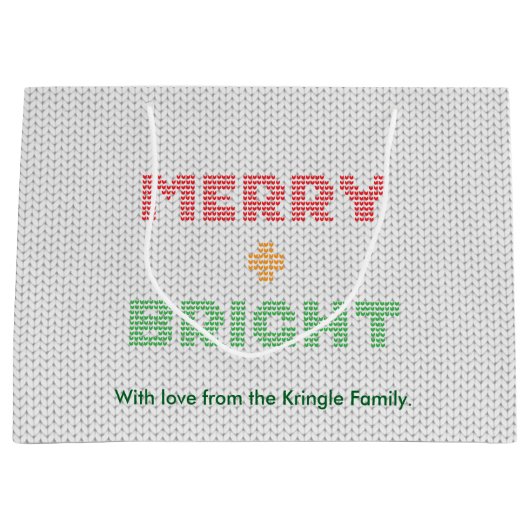 Frohe und helle Typografie Weihnachtssüßer Große Geschenktüte (Vorderseite)