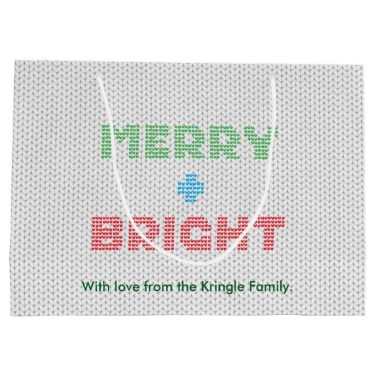 Frohe und helle Typografie Weihnachtssüßer Große Geschenktüte (Rückseite)