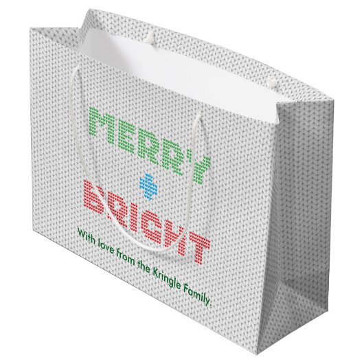 Frohe und helle Typografie Weihnachtssüßer Große Geschenktüte (Rückseite Schrägansicht)