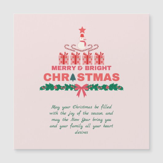 Frohe und helle Weihnachten 2023 Elegantes Rotes R Magnetkarte (Vorderseite)