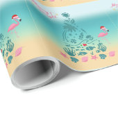 Frohe und helle Weihnachten am Strand Geschenkpapier (Rolleneckpunkt)