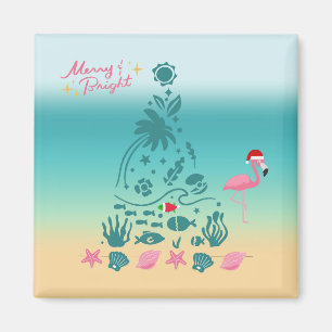 Frohe und helle Weihnachten am Strand Magnet