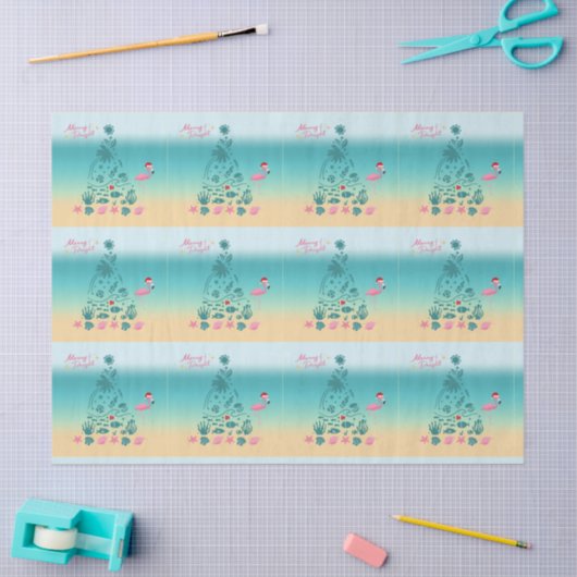 Frohe und helle Weihnachten am Strand Seidenpapier (Basteln)