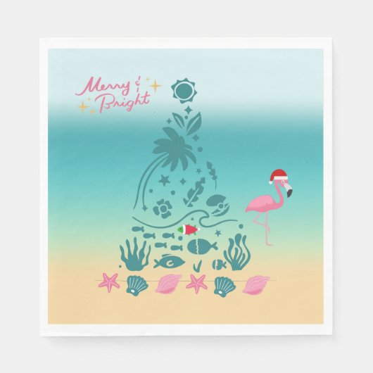Frohe und helle Weihnachten am Strand Serviette (Vorderseite)