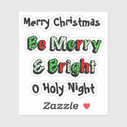 Frohe und helle Weihnachten Aufkleber (Blatt)