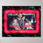 Frohe und helle Weihnachten Glitzer Rotes Foto Rah Poster (Vorne)