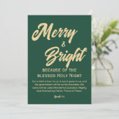 Frohe und helle Weihnachten Gold Beige Script Gree (Stehend Vorderseite)