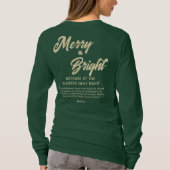 Frohe und helle Weihnachten Gold Beige Script Gree T-Shirt (Rückseite)