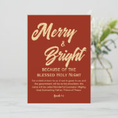 Frohe und helle Weihnachten Gold Beige Script Red (Stehend Vorderseite)