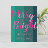 Frohe und helle Weihnachten Grün Rosa (Stehend Vorderseite)