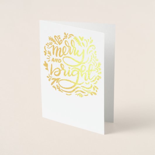 Frohe und helle Weihnachten handlettered Golden Folienkarte (Vorderseite)