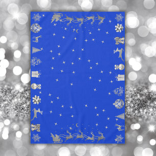 Frohe und helle Weihnachten in Silver and Blue Tischdecke