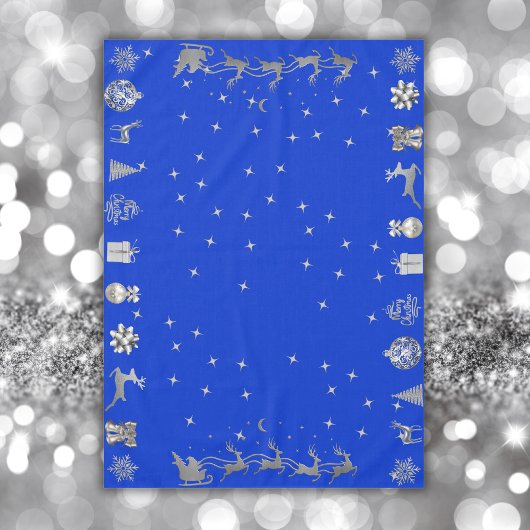 Frohe und helle Weihnachten in Silver and Blue | Tischdecke