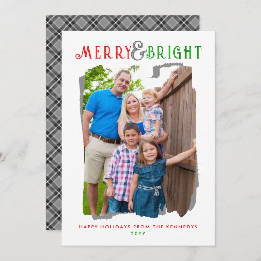 Frohe und helle Weihnachten Kariertes Foto (Vorne/Hinten)