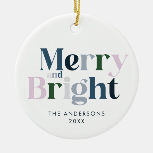 Frohe und helle Weihnachten Keramik Ornament (Vorne)