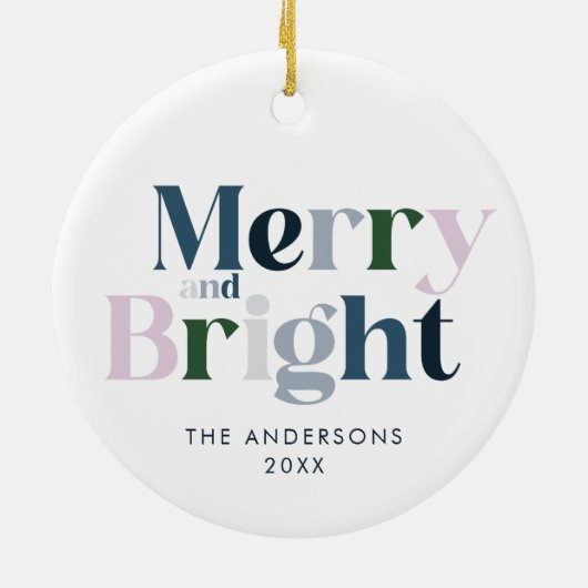 Frohe und helle Weihnachten Keramik Ornament (Hinten)