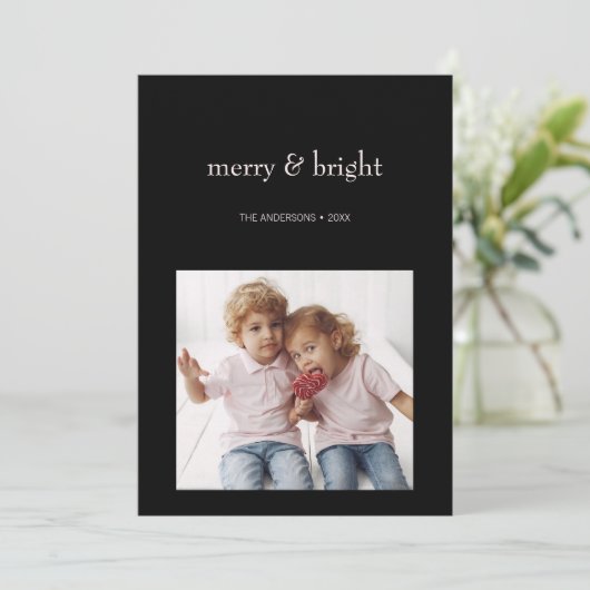 Frohe und helle Weihnachten Rosa und Schwarzes Fot (Stehend Vorderseite)