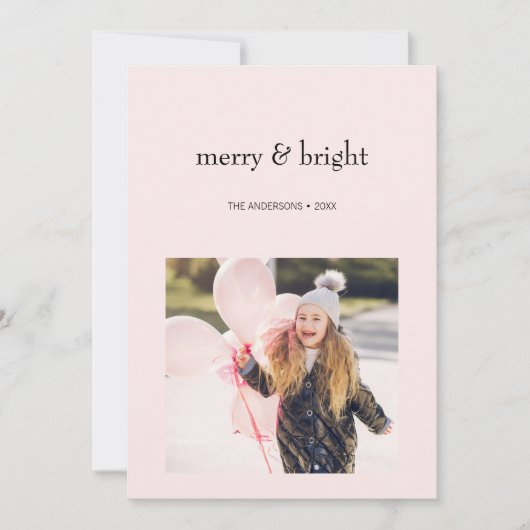 Frohe und helle Weihnachten Rosa und Schwarzes Fot (Vorderseite)