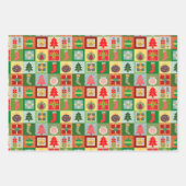 Frohe und helle Weihnachten Strümpfe Bäume Geschen Geschenkpapier Set (Vorderseite)