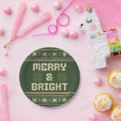 Frohe und helle Weihnachten Sweater Nordic Strick Pappteller (Party)