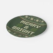 Frohe und helle Weihnachten Sweater Nordic Strick Pappteller (Schrägansicht)