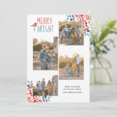 Frohe und helle Weihnachten vier Foto Collage Kart Einladung (Stehend Vorderseite)