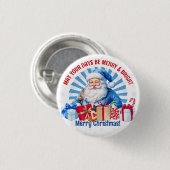 Frohe und helle Weihnachten Vintag Santa Button (Vorne & Hinten)