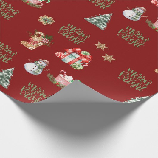 Frohe und helle Weihnachten Weihnachten Weihnachte Geschenkpapier (Ecke)